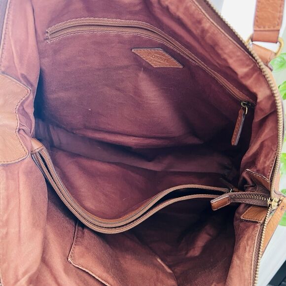 Fossil Sydney Brown Leather Satchel Bag Purse Y2K Gorgeous Shoulder Bag - Picture 6 of 7